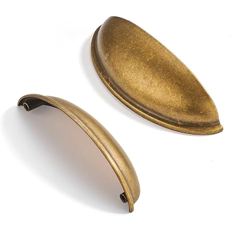 2 Pack 4 Drawer Pulls Antique Brass Cabinet Cup Pulls Kitchen Hardware Cabinet Handles Drawer Handles Knobs 4 inch 102mm Center to Center