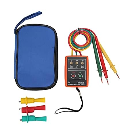 Yosoo Health Gear SM852B Digital Phase Rotation Tester, 3 Phase Sequence Indicator, AC 60-600V, with LED Buzzer, for Electrical Testing
