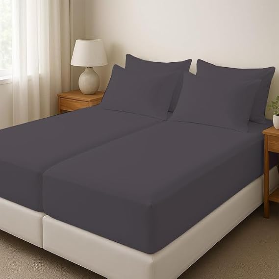 Split California King Sheets for Adjustable Beds 5Pcs Split California King Sheet Set, 800 Thread Count 100% Egyptian Cotton, 18" Deep Pocket Adjustable Bed Sheets, Dark Grey Solid