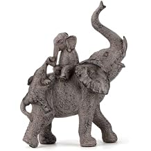 Smadeer Elephant Statues for Home Decor Accent, Elephants Decor for Shelf Table Desk Decorations, Mother and Baby Elephant Figurines with Trunk Up, African Animal Family Elephants Gifts for Woman