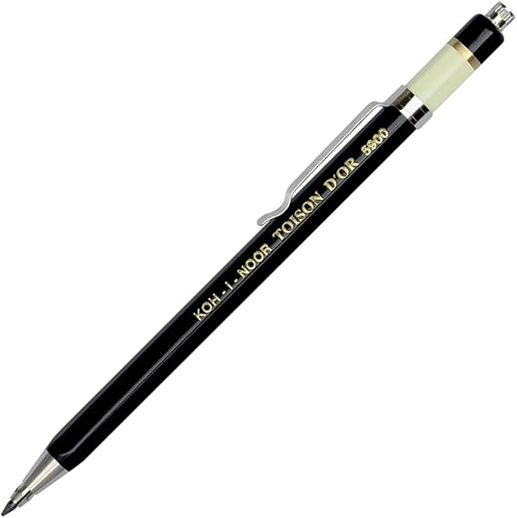 Koh-I-Noor Toison d'Or Lead Holder with Clip, 2mm x 120mm Lead, Black, 1 Each (5900CN1005KK)