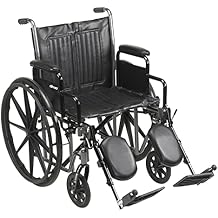 Drive Medical SSP220DDA-ELR Silver Sport 2 Full-Reclining Transport Wheelchair with Detachable Desk Arms and Swing-Away Elevating Leg Rest, Black