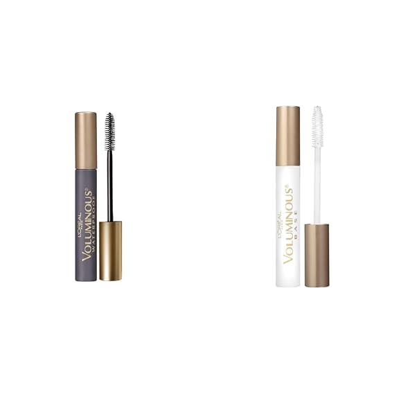 LOreal Paris Makeup Voluminous Original Volume Building Waterproof Mascara, Black, 0.28 fl. oz. & Makeup Voluminous Lash Boosting Conditioning Primer Mascara, White Primer, 0.24 fl; oz.