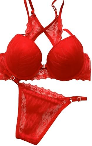 Lingerie for women 2 Pieces Lingerie Set Net Bra and Panty Doube Push Up Underwire Bra with Matching Bottom