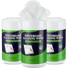 Threlaco 3 Pack Dry Erase Wipes 300 Pcs Whiteboard Cleaning Wipes Wet Whiteboard Cleaner Classroom Teacher Supplies, 100 Pcs Per Canister