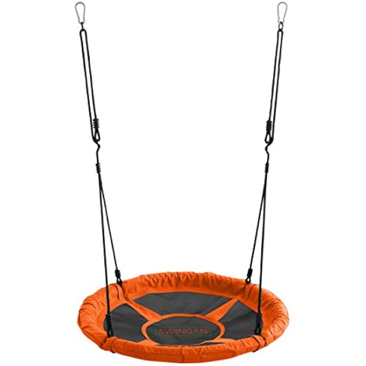 37.5 Super Fun Nest Swing with Adjustable Ropes Solid Fabric Seat Design, Orange