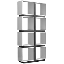 Monarch Specialties White/Grey Hollow-Core Bookcase, 71-Inch