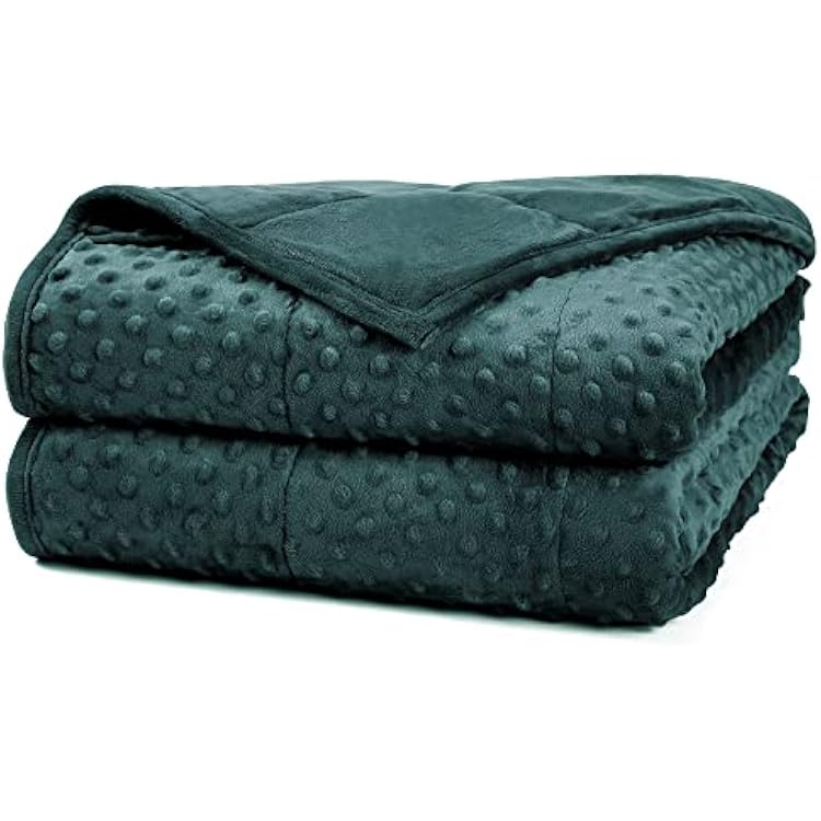 Alomidds Weighted Blanket 48x72,20lbs Twin Size - Green, Weighted Blankets for Adults, Cooling Breathable Soft and Comfort Minky, Heavy Blanket Microfiber Material with Glass Beads