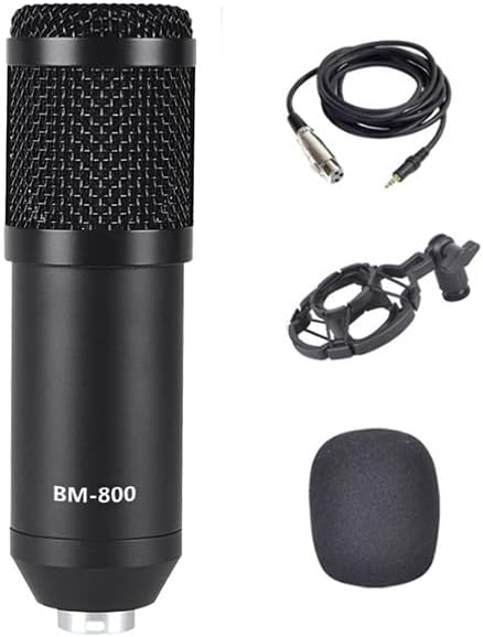 BM800 Condenser Stüdyo Profesyonel Kayıt ve Yayın Mikrofonu Studio SİYAH