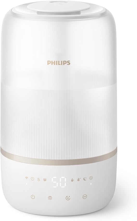 Philips 1000 Serisi Hava Nemlendirici - Kuru Hava Belirtilerini Giderir, 41 m2'ye Kadar Odalar İçin Etkili, 32 Saat Çalışma Süresi, Aromaterapi Özelliği, SkyMist, Beyaz (HU1510/04)
