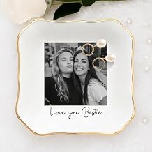 Godashop Personalized Bestie Photo Jewelry Dish, Custom Ceramic Trinket Tray with Photo, Best Friend Ring Dish, Friendship Keepsake for Sister, BFF, Bridesmaid, 1