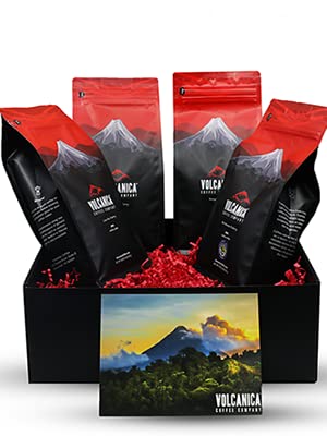 Peaberry Coffee Connoisseur Gift Box, Jamaica Blue Mountain, Costa Rica, Brazil, Bolivia, Ground, Fresh Roasted, 4 x 16-ounce Bags