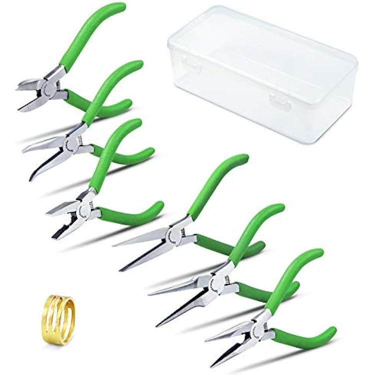 SPEEDWOX Mini Pliers Tool Set 6-Piece 4-12-Inch Precision Diagonal Plier Long Nose Needle Nose Flat Nose Bent Nose Round Nose Plier Micro Fine Plier for Jewelry Making Beading Hobby Wire Craft