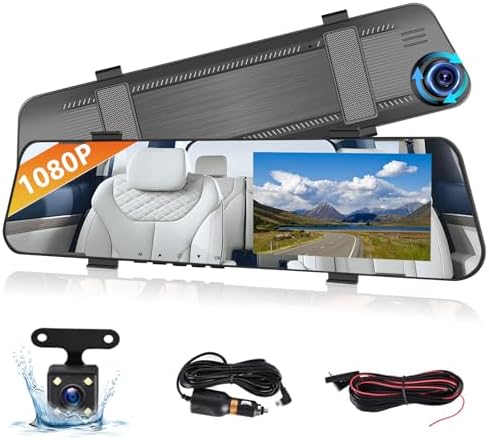 Podofo 4.5 Rear View Mirror Camera Dash Cam DVR Monitor Rear View Dual Camera Video Recording System 1080P IPS ScreenLoop Recording150 Wide AngelNight VisionG-SensorParking Assistance