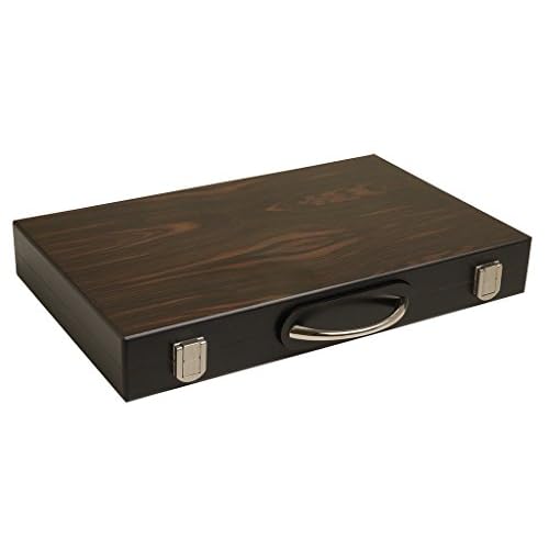 15-inch Wood Backgammon Set - BlackZebra Wood Board - Oak Inlaid Field
