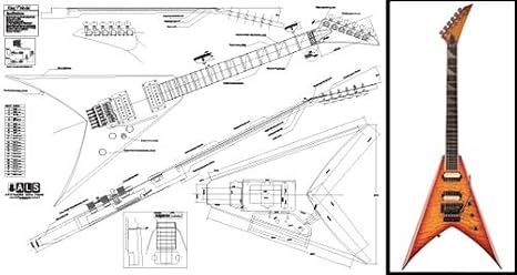 Plan of Jackson King V Electric Guitar - Full Scale Print