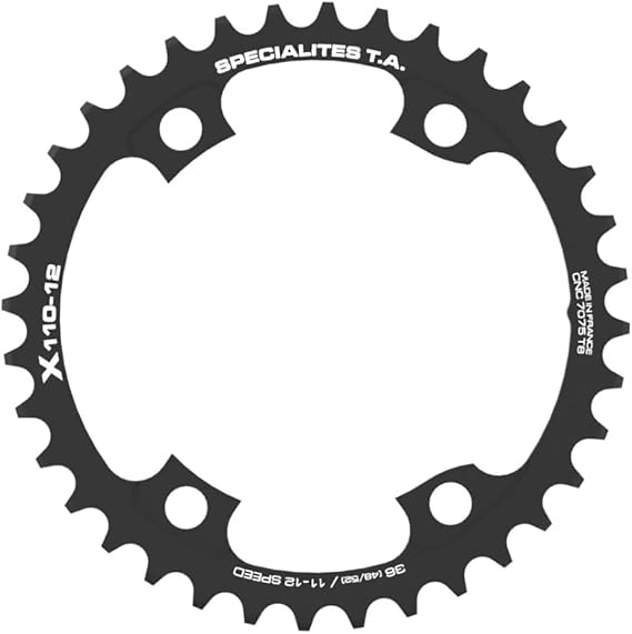 Spécialités TA X110 4 Arm 12 Speed Chainring, Black, Inner 38t