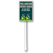 Uptell Pollinator Friendly Garden Yard Sign with Stake Outdoor Aluminum Sign Outdoor Yard Decorations Patio Outdoor Decor 8x12 inches