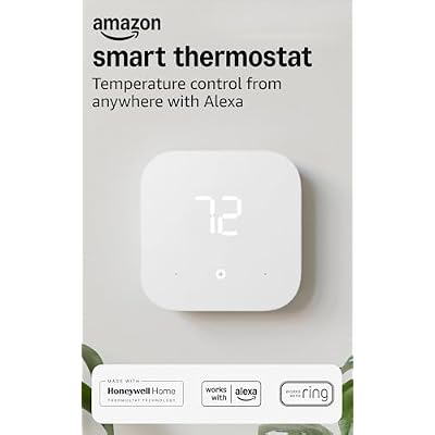 Amazon Smart Thermostat, Save money and energy, Works with Alexa and Ring, C-wire required