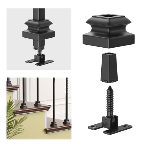 Baluster Screw Connectors, 30Pack Adjustable Height and Angle Stainless Steel Connectors with Flat Baluster Shoes for Easy Installation of 12 Deck Stair Hollow Metal Balusters