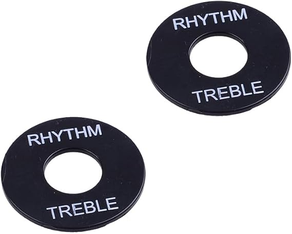 Pro Self Adhesive LP Guitar Toggle Switch Plate Washer Pickup Switch Rhythm Treble Ring for USA Les Paul Style Electric Guitar, Black with White Words
