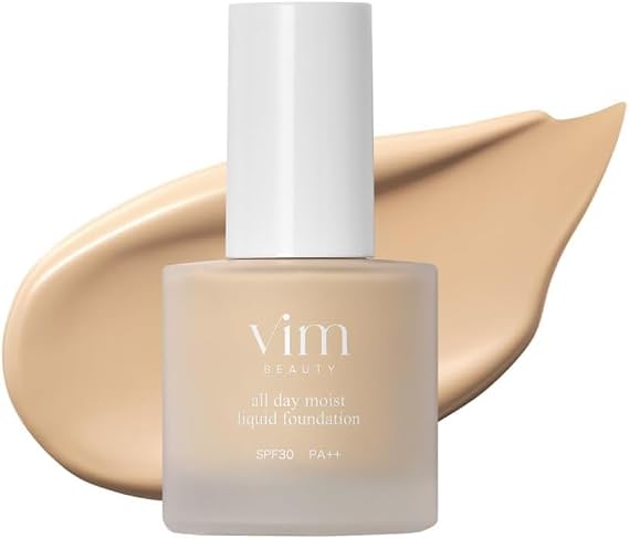 vim beauty All Day Moist Liquid Foundation SPF30 PA++ Dullness Resistant x 24 Hour Keeping 79% Beauty Lotion Illusion Foundation, High Coverage, 1.0 fl oz 30 ml 28 Bronze