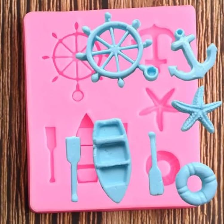 Silicone Molds for Resin,6.1x7.1cm Boat Star Lifebuoy Silicone Mold Cake Decorating Tools Cupcake Fondant Mould Chocolate Candy Moulds