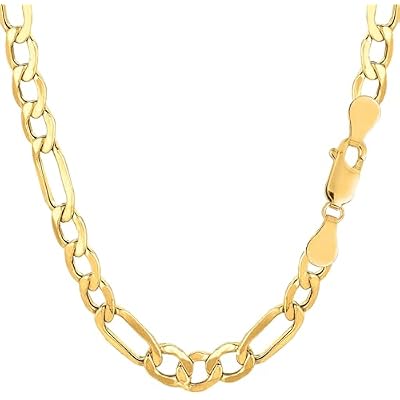 Jewelry Affairs 14K Yellow Gold Filled Solid Figaro Chain Necklace, 7.0 mm