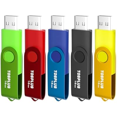 5 Pack 16GB USB Flash Drives USB 2.0 Thumb Drives Memory Stick Data Storage Jump Drive Swivel Design BlackGreenBlueRedGold
