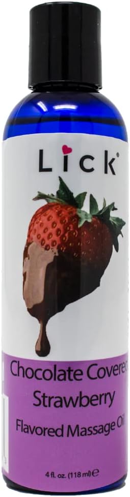Chocolate Covered Strawberries Massage Oil Gourmet Dessert Edible Massage Oil with Almond Oil & Vitamin E, Luxurious Glide for Romantic Couples Massage, 4 oz