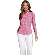 IBKUL UPF 50+ Sun Protection, Icefil Cooling, Moisture-Wicking Amanda Print Long Sleeve Mock Neck Top