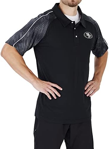 Zubaz Mens NFL Elevated Mono Polo Shirt with Tonal Viper Print Sleeves