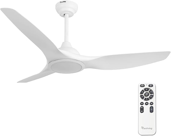 52 Inch 3 Blade Modern White Ceiling Fan with Light Remote Control | Quiet DC Motor, High CFM 6 Speed, Dimmable 3 Color LED,Indoor Ceiling Fan for Bedroom Living Room Porch