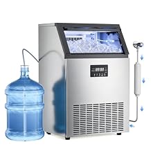 Commercial Ice Maker Machine, 150 Lbs/Day Stainless Steel Under Counter Ice Maker, 40Lbs Ice Storage Bin, Water Filter, 45 Cubes in 8-12 Mins, Freestanding Ice Machine for Home Bar Restaurant Cafe