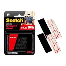 Scotch Extreme Interlocking Fasteners, 4 Strips, 1" x 3", Delivers Powerful Bond on Contact, Weather, Dirt & UV Resistant, 1 Set Holds 2 lbs., Designed with Reclosable Dual-Lock Technology (RF6731)