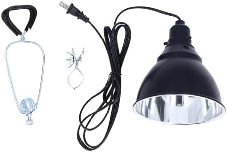 HEEPDD Reptile Heat Lamp Fixture, 250W Aluminum Reflector Dome with E27 Socket for UVA UVB Light, Ceramic Heat Emitter