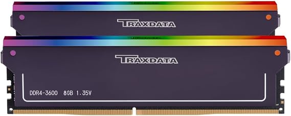 Traxdata Gaming RGB DDR4 RAM 16GB (2x8GB) 3600MHz (PC4-28800) 288-pin CL18-22-22-42 1.35V Inter AMD XMP 2.0 Overclocking UDIMM Desktop Computer Memory Kit - Black