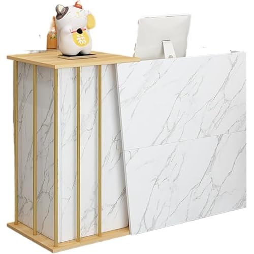 Stylish Modern Wood Reception Counter with Drawers - Compact Front Desk Cashier Station for Beauty Salons, Supermarkets, Clothing Stores & Hotels, 100x40x90cm