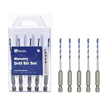 5 Pack 1/8 inch Masonry Drill Bit Set,Concrete Drill Bit Set with Hex Shank,Carbide Tip Drill Bits for Concrete, Cement, Tile,Brick, Plastic and Ceramic (1/8"(5 Pcs))