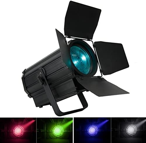 SHEHDS LED Par Lights COB 250W RGBW 4in1 Linear Zoom 15-55 Stage Wash Lights with Barn Door Fresnel Lens 3200k-5600k DMX512 Spotlight DJ Light for Church Disco Ball Wedding Theater