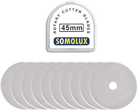 SOMOLUX 45mm Rotary Cutter and Trimmer Refill Blades for Fiskars Replace Blades for Quilting Scrapbooking Sewing Sharp and Durable 10PCS