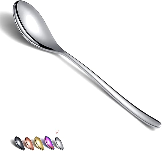 Homquen Dinner Spoons 6 Piece, 8.1'' Stainless Steel Tablespoons, Soup Spoons, Dessert Spoons, Spoons Silverware for Home, Kitchen or Restauran,Dishwasher Safe (Silver)