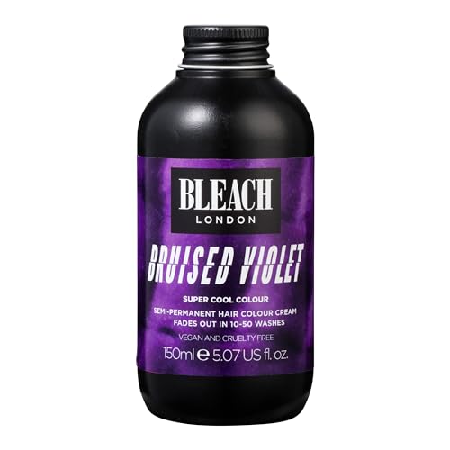 Bleach London Bruised Violet Super Cool Colour - Deep Purple Hair Dye - Vegan & PETA-Approved Semi-Permanent Direct Dye - 150 ml