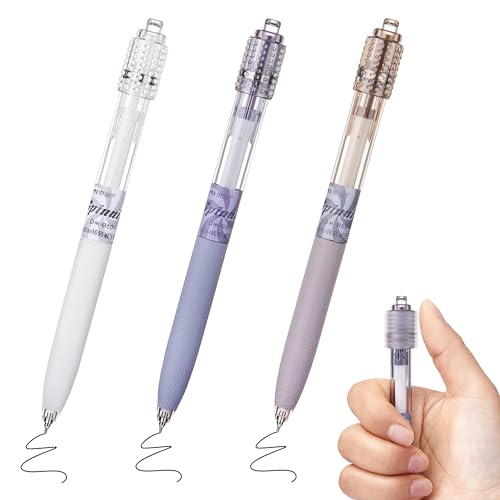 Leven Fidget Spinning Gel Pens 3 Pcs, Stress Relief 0.5mm Black Ink Pens, Quick Dry Fine Point Smooth Writing Ballpoint Pen, for Journaling Note Taking Office School Supplies Morandi