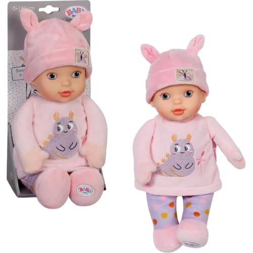 BABY Born for Babies Sweetie Pink - Soft 30 cm Doll with Pink Fabric Body and Integrated Rattle - Suitable for Newborns