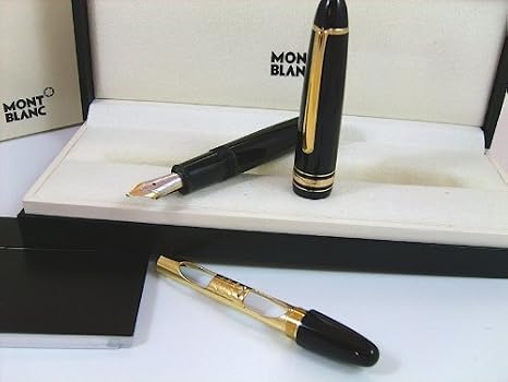 Mont Blanc 147-Meisterstuck Legrand Fountain Pen with Traveler Pouch, Black, Medium Nib (12090)