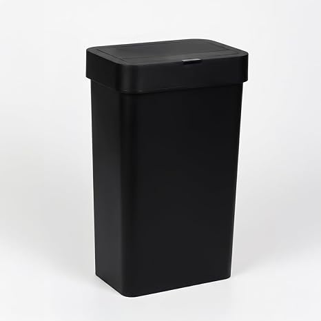 Porsima Me-05-1 Hareket Sensörlü Sessiz Kapatma Çöp Kutusu Banyo Mutfak Çöp Kovası Kapaklı Banyo Çöp Kovası 2 adet AA Pil Siyah 50LT