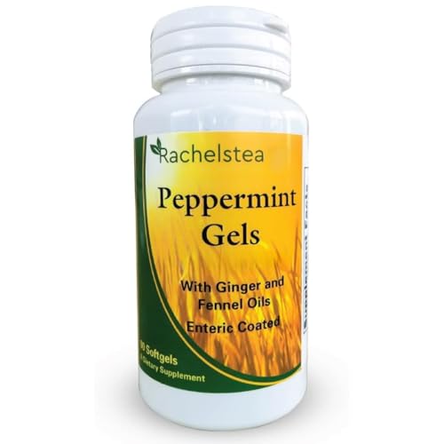 Rachelstea Peppermint Gels: 90 Enteric Coated softgels with Ginger and Fennel Oils from