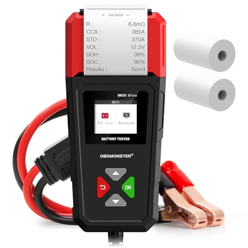 Car Battery Tester OBDMONSTER BM550U 6V12V24V 100-2000CCA Lead-Acid Battery Load Tester 1.8 HD Screen Automotive Digital Battery Voltage Tester with Built-in Printer