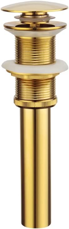 Bathroom 25Sink Drain, Vessel Sink Shiny Gold Pop Up Drain with Detachable Basket Stopper,Sink Drain Without Overflow, Anti-Explosion and Anti-Clogging Drain Strainer